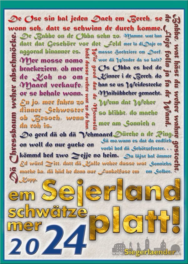 "em Sejerland schwätze mer PLATT" Wand-Kalender 2024